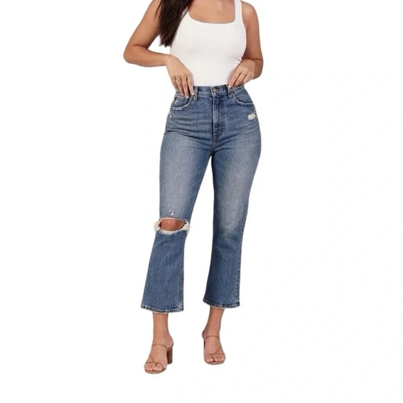 Abercrombie & Fitch Distressed Blue Wide Leg Jeans - Picture 1 of 8